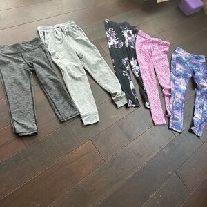 Navy Kids Leggings Multi-Pack - Gray, Black Floral, Pink, Purple Galaxy